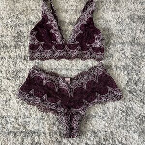 Victoria's Secret Purple Lace Bralette and Panty Set